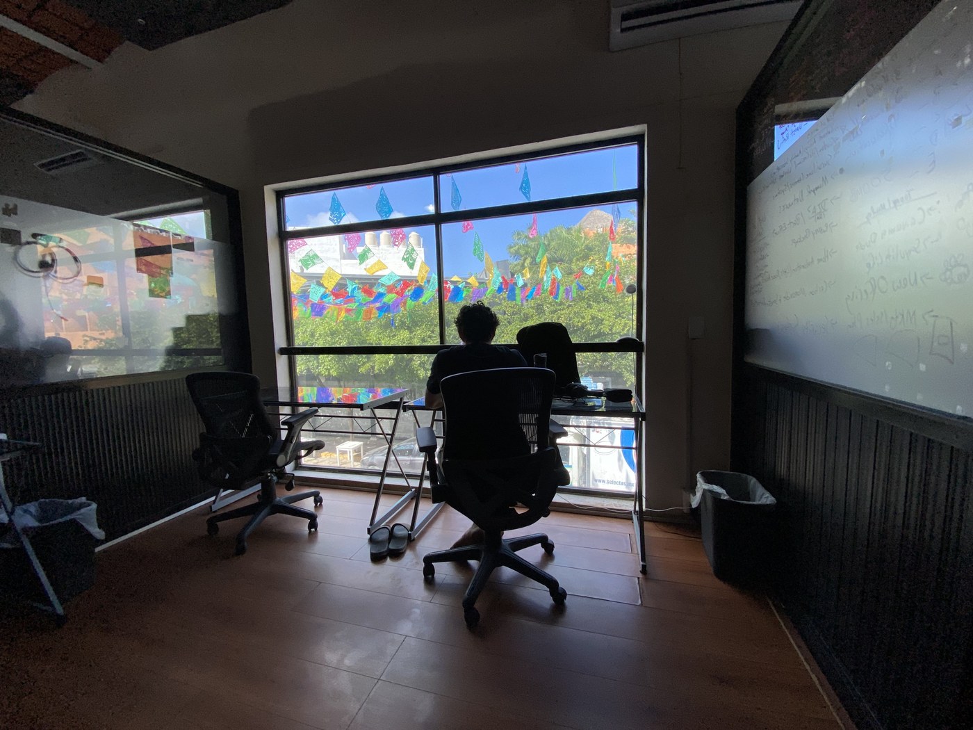 A quiet individual workspace inside Sayulita Cowork